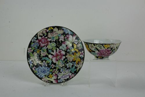 A Chinese Famille Rose Porcelain Bowl and Dish