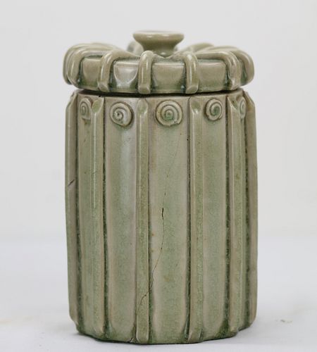A Chinese Celadon Porcelain Vase With Lid
