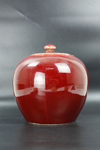 A Chinese Red Glaze Porcelain Jar with Cover