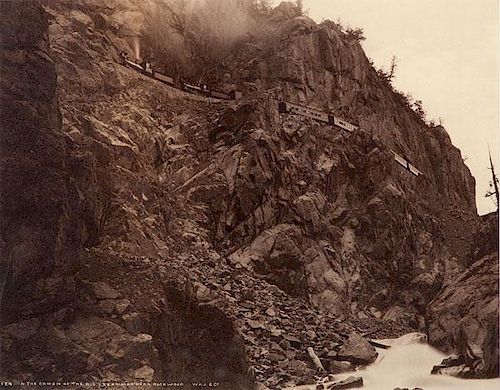 William Henry Jackson Albumen Photograph, "In the Canon of the Rio Las Animos, near Rockwood"
