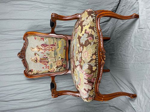A Vintage Detail Carved Wood Arm Chair