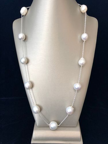12mm-14mm White South Sea Baroque Pearl Necklace