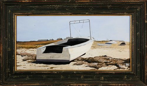 John Austin Tempera on Board "Abandoned Boat at Madaket Beach"