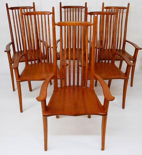 Set of Six Stephen Swift Cherry Highback Armchairs