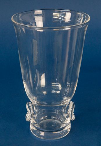 Signed Steuben Clear Glass Crystal Vase