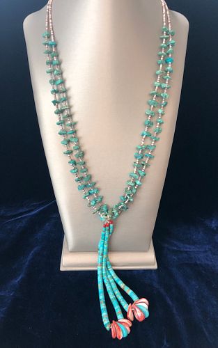 Native American Heishi Chunk Turquoise Necklace