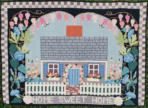 Vintage Claire Murray Nantucket Hand Hooked Rug Carpet, "Home Sweet Home"