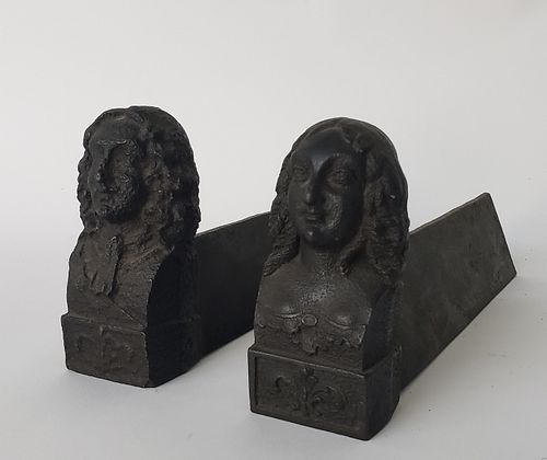 Pair of Antique Cast Iron Figural Andirons