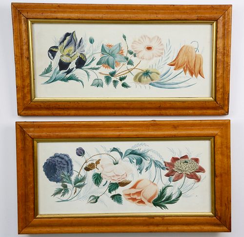 Pair of English Watercolor Studies of Spring Flowers, 19th Century