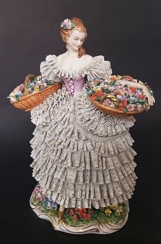 Sitzendorf Porcelain Figure of a Flower Lady
