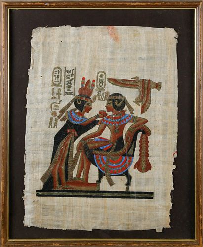 Egyptian Mixed Media on Hand-Wove Paper "Queen and Pharoah"