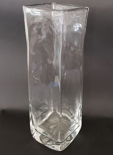 Vintage Simon Pearce Large Hand Blown Rectangular Crystal Vase