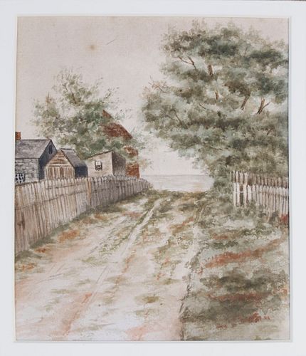 Watercolor on Paper "View of Nantucket Lane, Sconset"