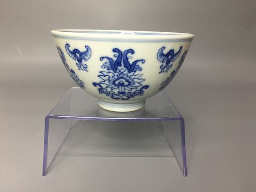 CHINESE BLUE AND WHITE PORCELAIN BOWL ,D 10.8CM , H 6CM