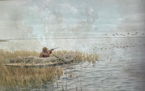 "Duck Shooting From A Boat" by A. B. Frost