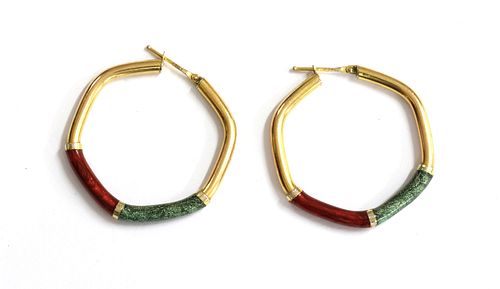 A pair of 9ct gold hoop earrings,