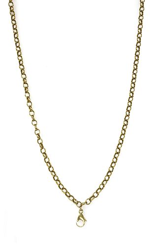 A gold oval belcher link chain,