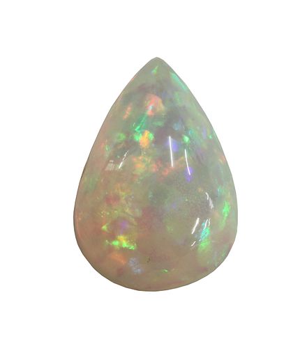 An unmounted pear shaped cabochon opal,