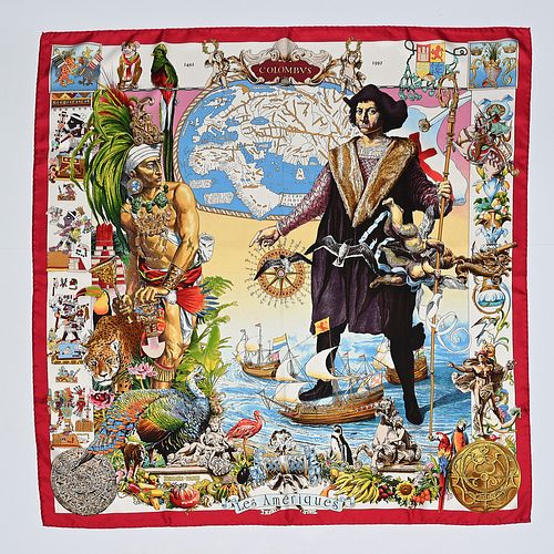 Hermes "Les Ameriques" 90 cm silk scarf