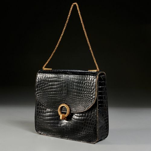 Morabito Paris black crocodile skin handbag