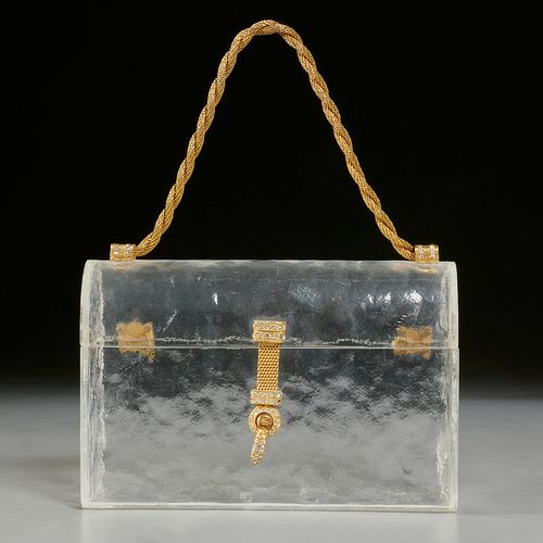 Vintage lucite handbag with gold chain