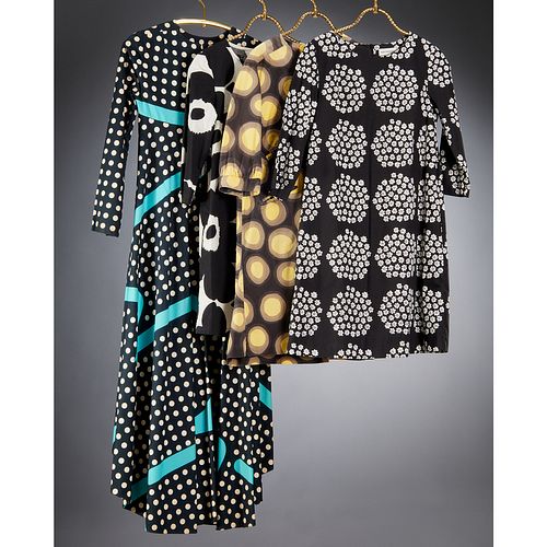 Group of (4) Marimekko printed cotton dresses