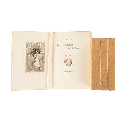 Louÿs, Pierre. Les Trois Roses / La Femme / Poëmes / Aphrodit. Paris: 1909, 1947 y 1948. Ilustrados. Piezas: 4.