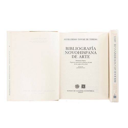 Tovar de Teresa, Guillermo. Bibliografía Novohispana de Arte. México: Fondo de Cultura Económica, 1988.  Primera edición. Piezas: 2.