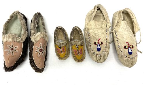 Three Pairs of Native American Moccasins