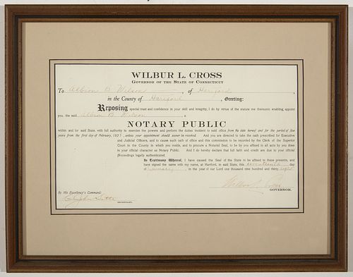 Wilbur L. Cross Governor of Hartford Document