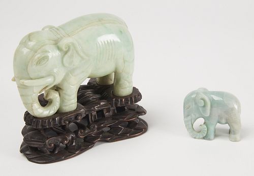 Two Chinese Jade Elephants