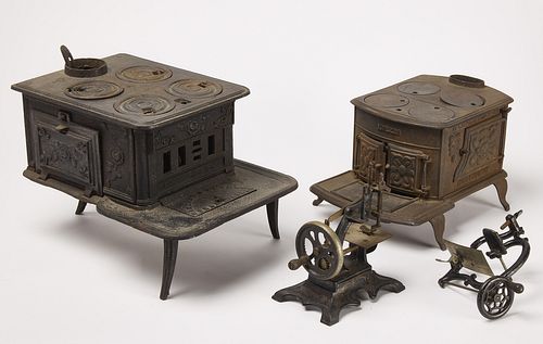 2 Children's Stoves and 2 Iron Sewing Machines