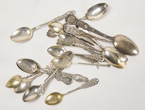 Lot of 20 Sterling Souvenir Spoons