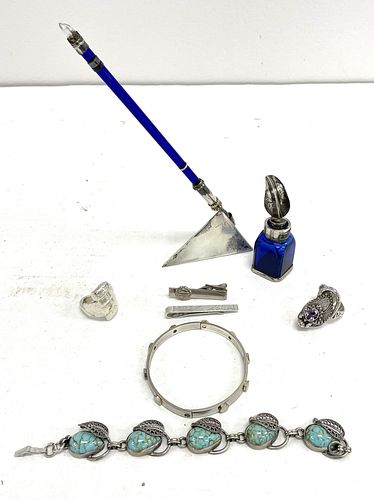 Sterling Jewelry Lot & Pen and Ink