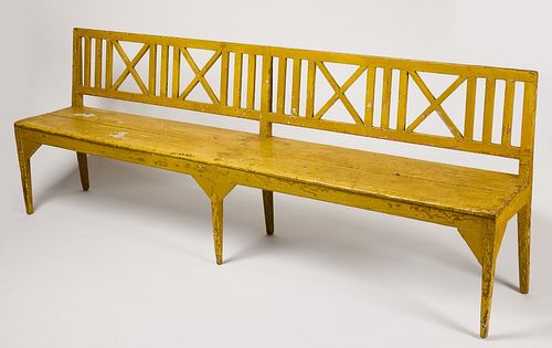 Long Yellow Antique Bench