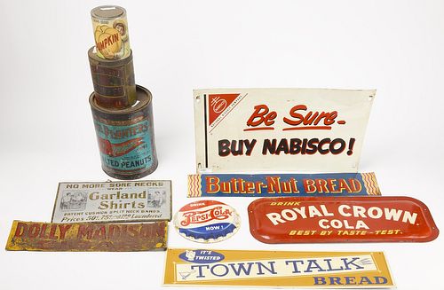 Lot of Tin Advertising Signs and Tins