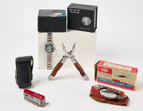 Lot of Swiss Army Knives and 2 Spy Watches