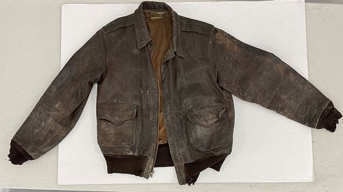 WWII Brown Leather Bomber Jacket