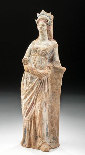 Tall Greek Canosan Polychrome Standing Goddess