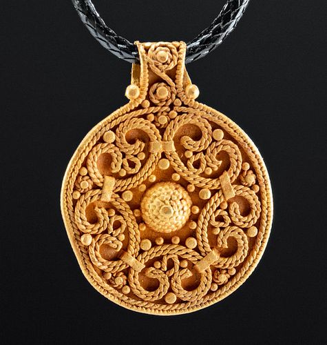 9th C. Viking Gold Bracteate Pendant w/ Triskele