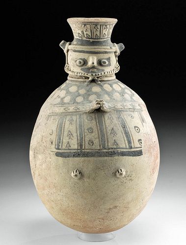Chancay Pottery Figural Jar with Headdress