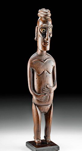 19th C. Easter Island Wood Female Figure - "Moai Papa"