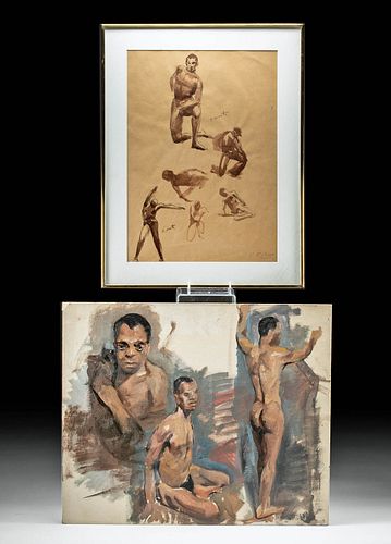 2 William Draper Paintings - Male Nude Studies