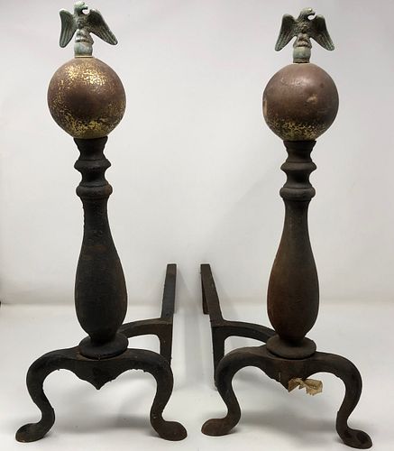 Antique collectable Andirons With Eagle Figurine