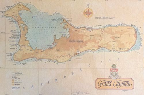 Grand Cayman MAP/ Signed J Longacre and numbered 6/250