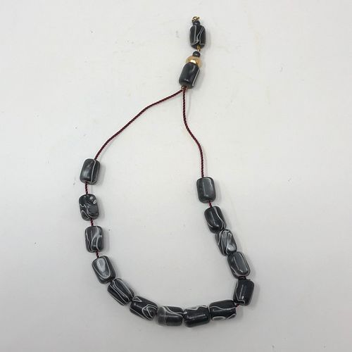 Black/white swirl barrel bead statement bracelet