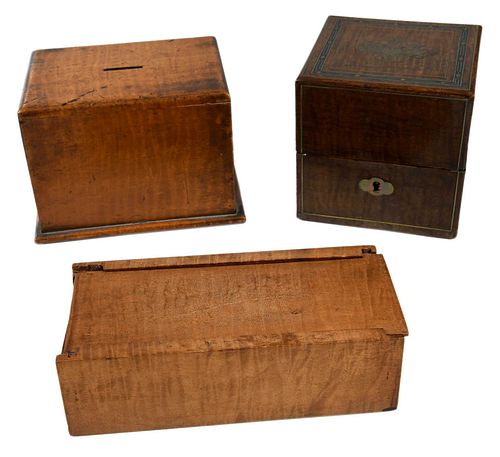 Group of Three Tiger Maple Boxes