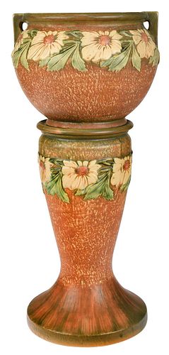 Floral Art Pottery JardiniŠre and Stand