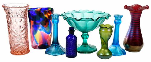 Eight Assembled Contemporary Glass Table Objects