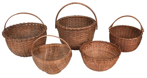 Five Assorted New England Area Woven Baskets